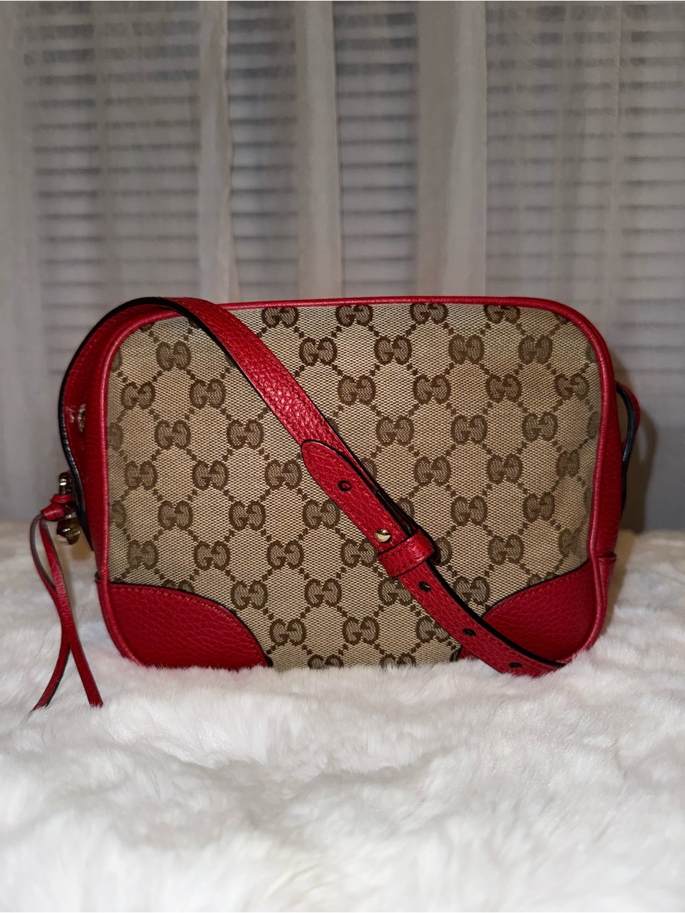 Gucci Mini Bree Crossbody Bag with Red Leather Trim